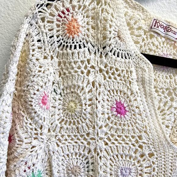 Kyouko Crochet Sweater L – Handcrafted Cotton, Boho, Grannycore, Retro - Picture 4 of 5